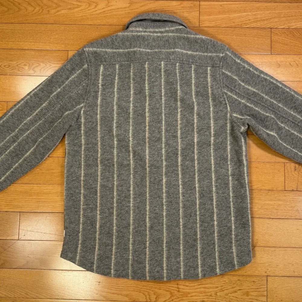LES DEUX Lennon Wool Pinstripe‎ Overshirt Gray Men's Size M